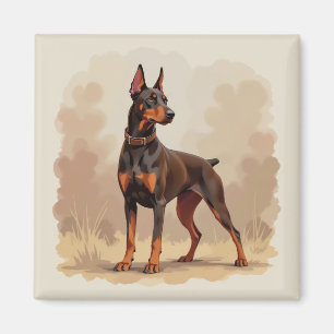 Roter Rostbrauner Dobermann Pinscher Hund Magnet