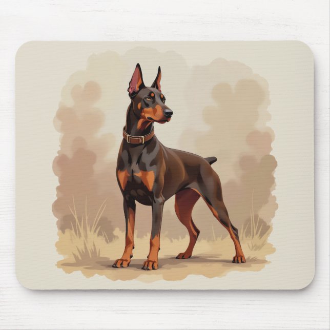 Roter Rostbrauner Dobermann Pinscher Hund Mousepad (Vorne)