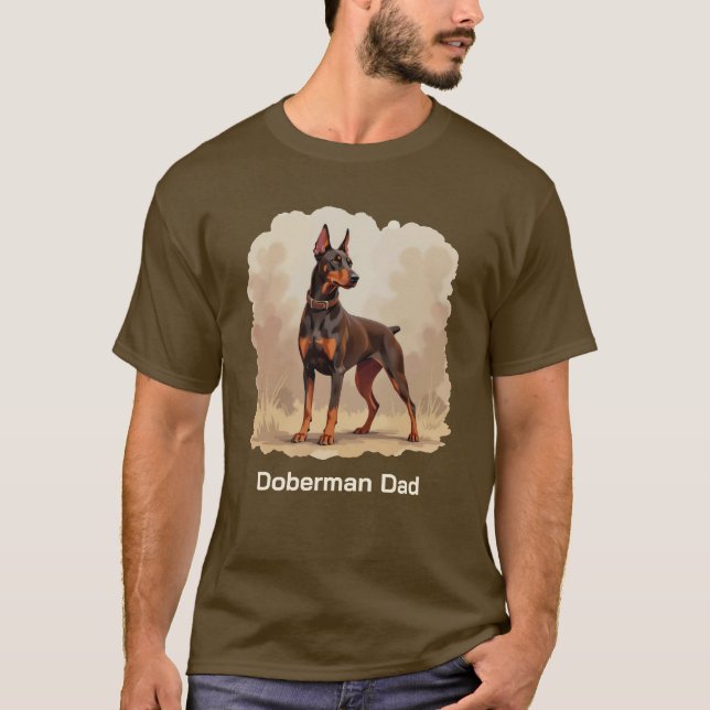 Roter Rostbrauner Dobermann Pinscher Hund Papa T-Shirt (Vorderseite)
