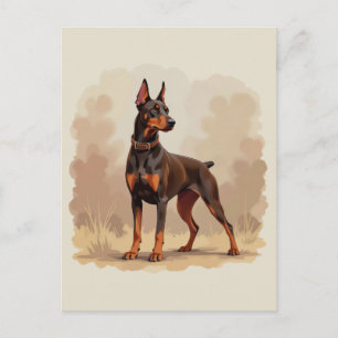 Roter Rostbrauner Dobermann Pinscher Hund Postkarte
