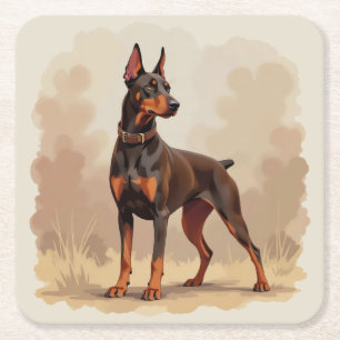 Roter Rostbrauner Dobermann Pinscher Hund Rechteckiger Pappuntersetzer