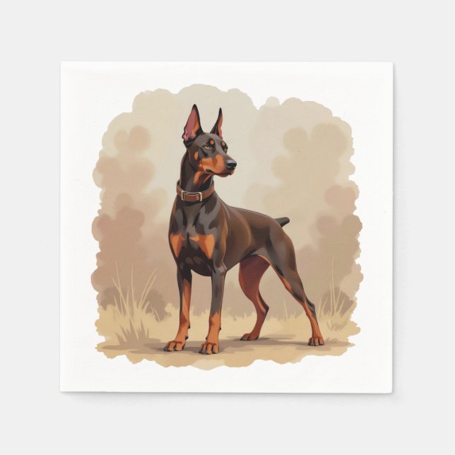 Roter Rostbrauner Dobermann Pinscher Hund Serviette (Vorderseite)