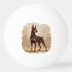 Roter Rostbrauner Dobermann Pinscher Hund Tischtennisball