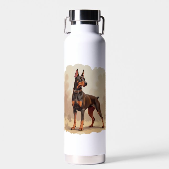 Roter Rostbrauner Dobermann Pinscher Hund Trinkflasche (Vorne)