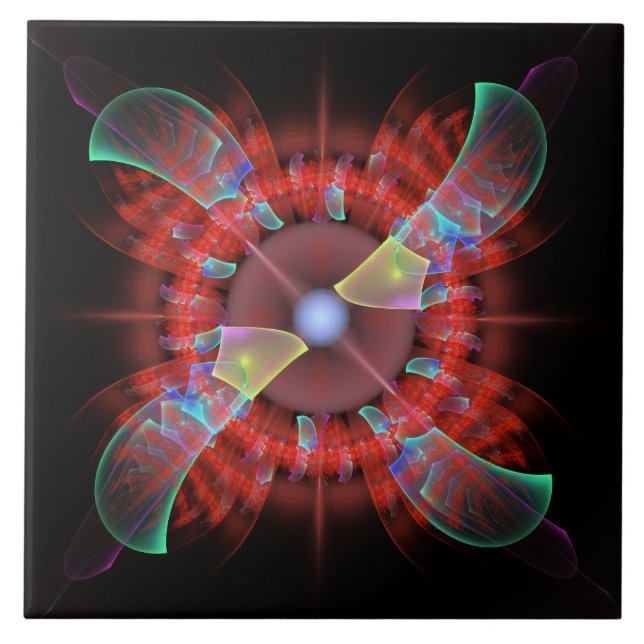 Roter rotierender Ornament Fliese (Vorderseite)