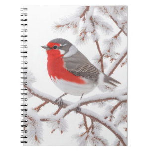 Roter Rotkehlchen-Vogel im Schnee Notizblock