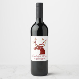 Roter Rudolph-Wein-Aufkleber Weinetikett