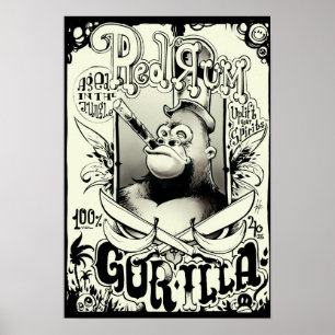 Roter Rum-Gorilla Poster