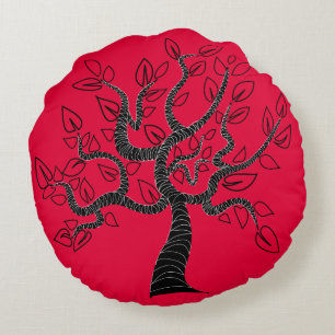 Roter Rundkissenbaum des Lebens - Auswahl Farben Rundes Kissen