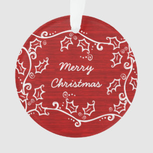 Roter Rustikaler Stechpalmen-Acryls-Schmuck Ornament