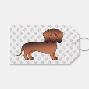 Roter Sable Kurzhaar Dachshund Cartoon Hund & Pfot Geschenkanhänger