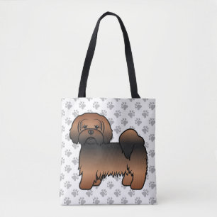 Roter Sable Lhasa Apso Cartoon-Hund & Pfoten Tasche