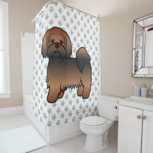 Roter Sable Lhasa Apso Süßer Cartoon-Hund Duschvorhang