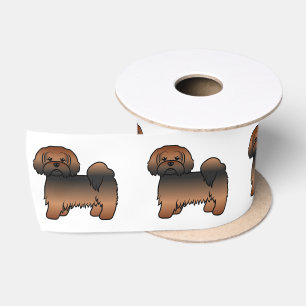 Roter Sable Lhasa Apso Süßer Cartoon-Hund Satinband