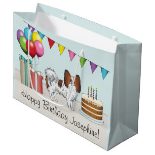 Roter Sable-Papillon-Cartoon-Hund Bunter Geburtsta Große Geschenktüte