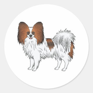 Roter Sable-Papillon-Hund, süß und glücklich, Spie Runder Aufkleber
