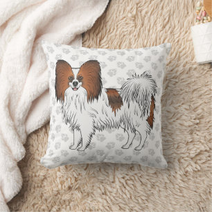 Roter Sable-Papillon Süßer Cartoon-Hund mit Pfoten Kissen