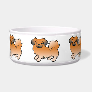 Roter Sable Tibetan Spaniel Cartoon Hund Napf