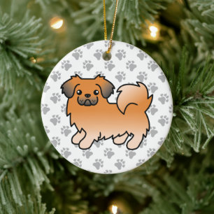Roter Sable Tibetischer Spaniel Süßer Cartoon-Hund Keramik Ornament
