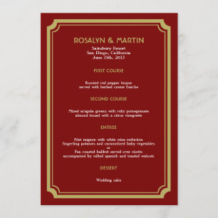 Roter Samt Deko Retro Hochzeitskarte Menükarte