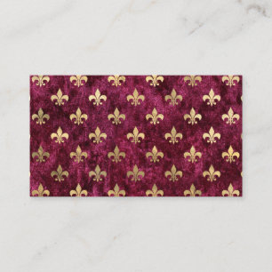 Roter Samt Fleur De Lis Mardi Gras Orleans Muster Visitenkarte