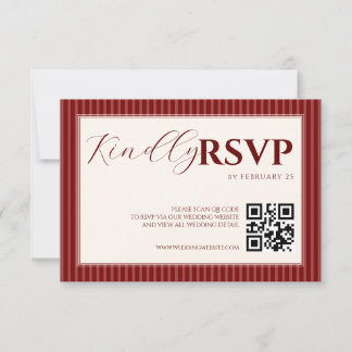Roter Samt Klassische Gestreifte Hochzeits-RSVP RSVP Karte