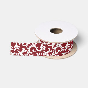 Roter Samt-Kuchen-eleganter Damast-Druck Satinband