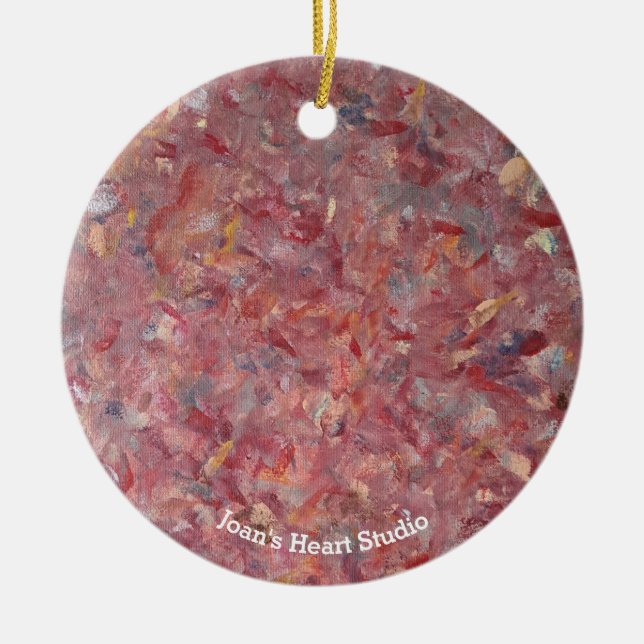 Roter Samt Weihnachtsbaumanhänger Keramik Ornament (Vorne)