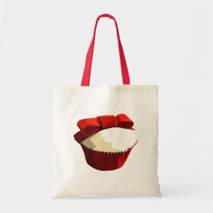 Roter Samtkleiner kuchen mit Bogen-Tasche Tragetasche