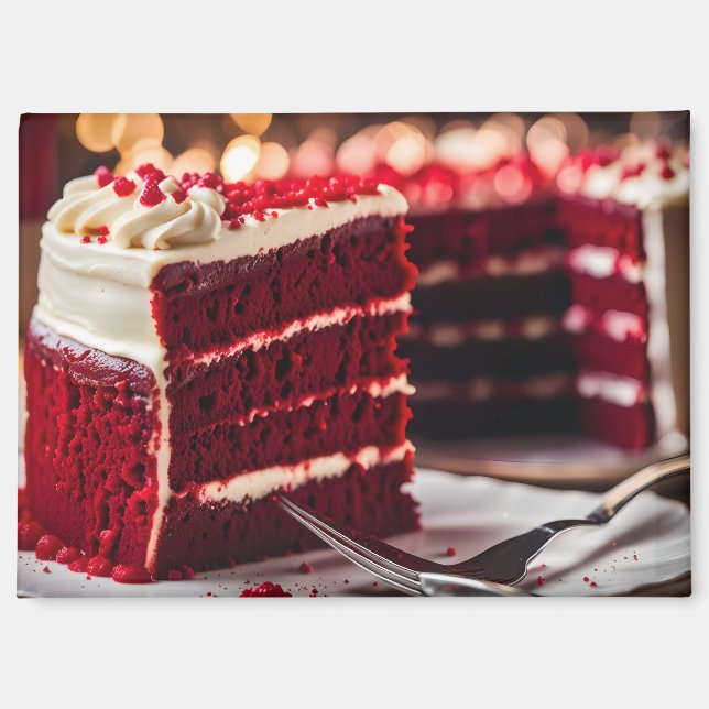Roter Samtkuchen Magnet (Vorderseite)