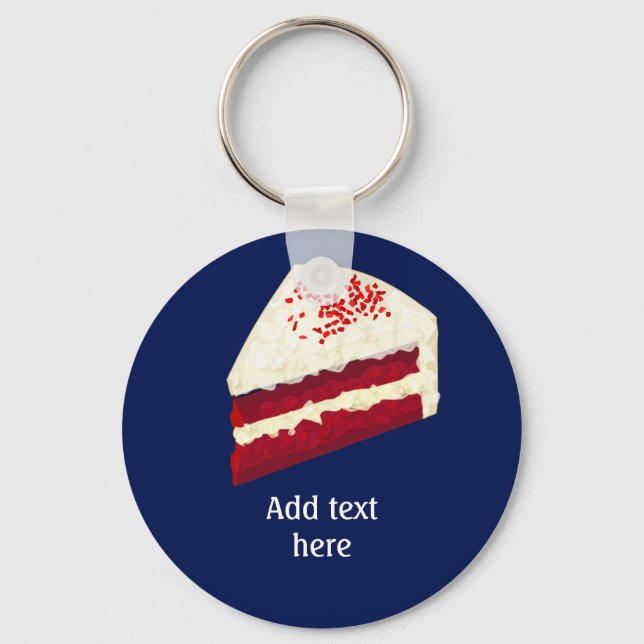 Roter Samtkuchen mit Ihrem Namen, jede Farbe Schlüsselanhänger (Vorderseite)