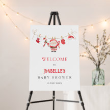 Roter Santa Baby Baby Shower Willkommen