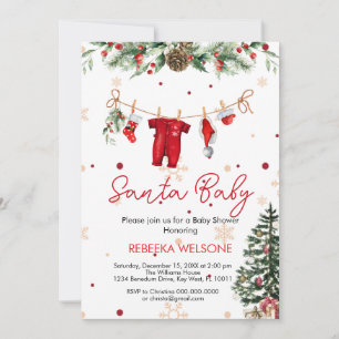 Roter Santa Baby Weihnachts-Baby-Party Einladung