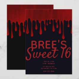 Roter Satin Tropfen Halloween Sweet 16 Einladung