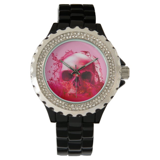 Roter Schädel im Wasser Armbanduhr (Vorderseite)