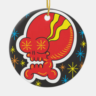 Roter Schädel Keramik Ornament