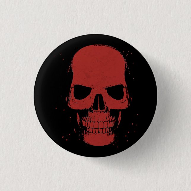Roter Schädel-Knopf Button (Vorderseite)