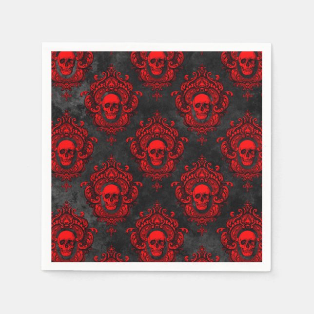Roter Schädel und gotisches Schwarz Serviette (Vorderseite)