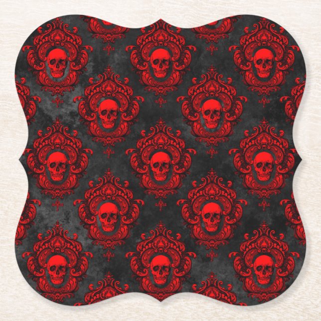 Roter Schädel und gotisches Schwarz Untersetzer (Vorderseite)