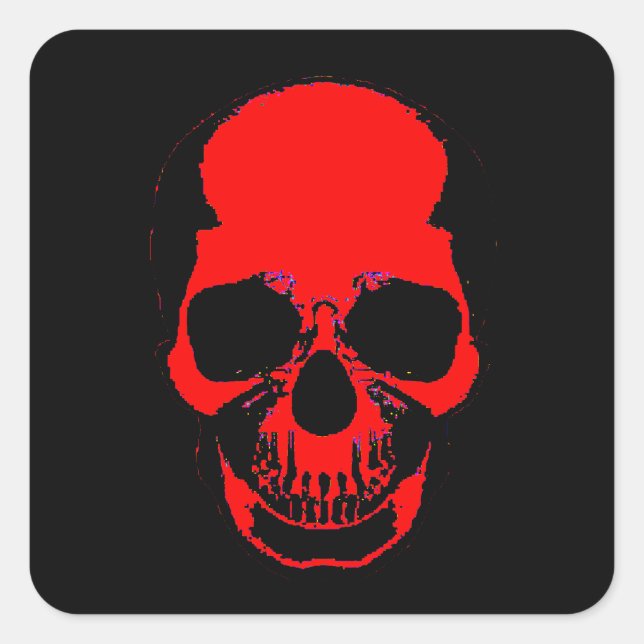 Roter Schädelsticker - Schädelsticker - Blutschäde Quadratischer Aufkleber (Vorderseite)