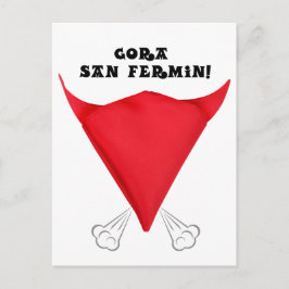 Roter Schal von San Fermin, der zu einem Bullenkop Postkarte