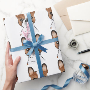 Roter Schecke Französische Bulldogge Cartoon-Hund- Geschenkpapier