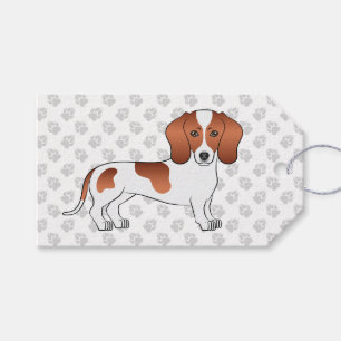 Roter Schecken-Dachshund mit glattem Fell Cartoon- Geschenkanhänger