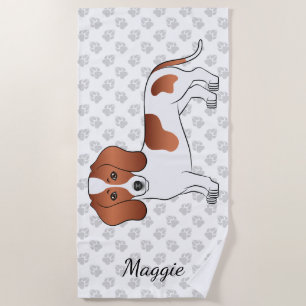 Roter Schecken-Dachshund mit glattem Fell Cartoon- Strandtuch