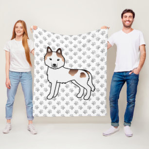 Roter Schecken-Sibirischer Husky-Cartoon-Hund & Pf Fleecedecke