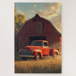 Roter Scheunen-Alter-LKW-Puzzle
