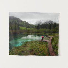 Roter Schirmsee Wandteppich