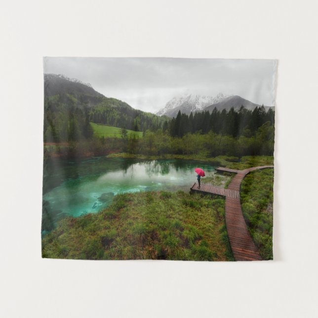 Roter Schirmsee Wandteppich (Vorderseite (Horizontal))