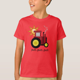 Roter Schlag-Schlag-Traktor T-Shirt