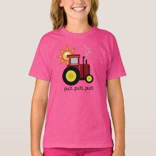 Roter Schlag-Schlag-Traktor T-Shirt